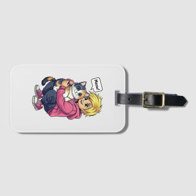 I love cat luggage tag (Front Horizontal)