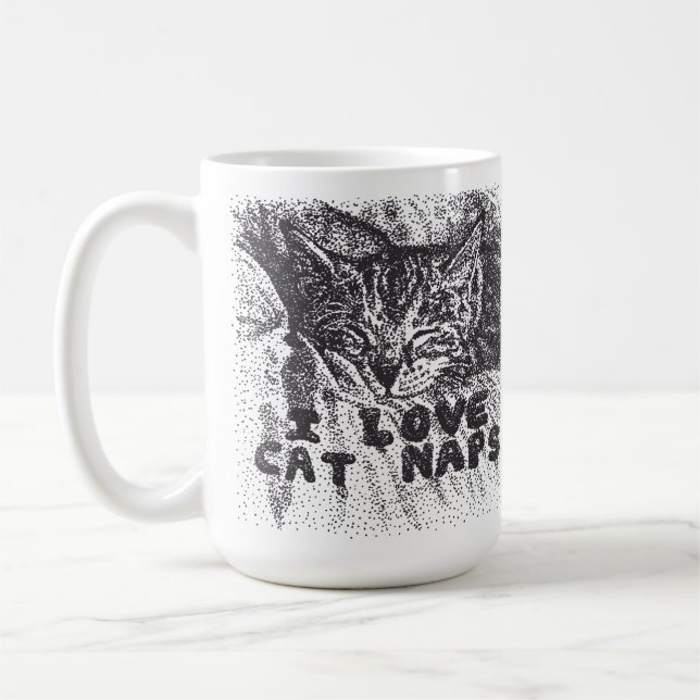 I Love Cat Naps, cat sleeping Coffee Mug (Left)
