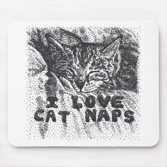 I Love Cat Naps, cat sleeping Mouse Mat (Front)