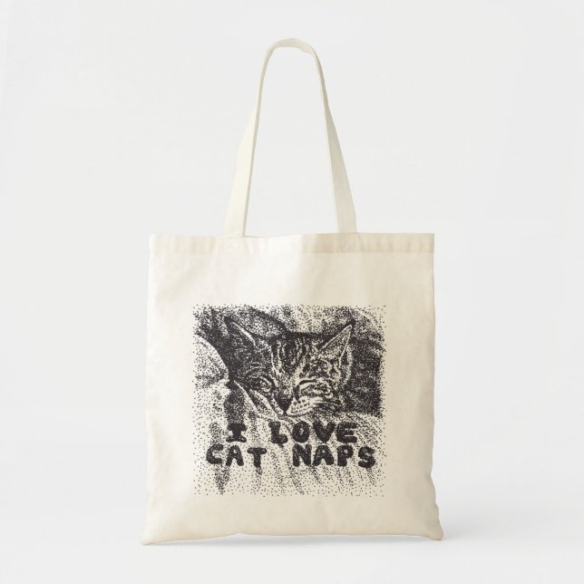 I Love Cat Naps, cat sleeping Tote Bag (Front)