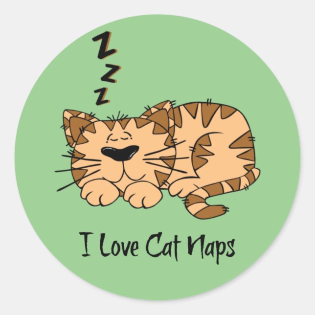 I Love Cat Naps Classic Round Sticker (Front)