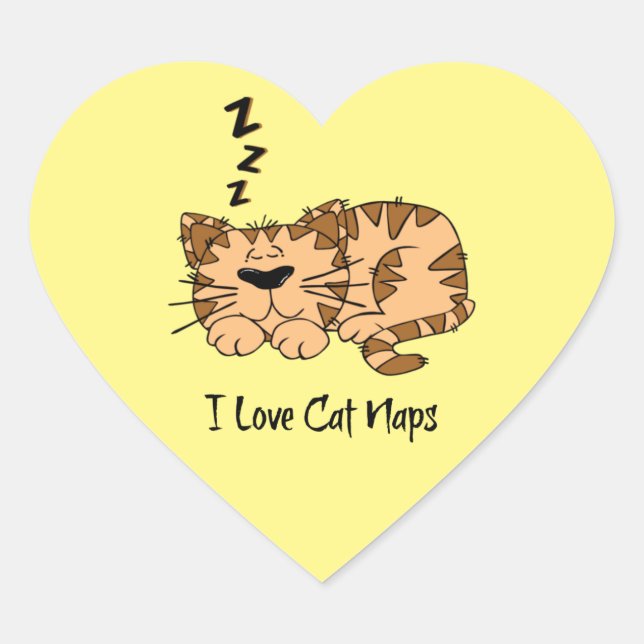 I Love Cat Naps, Heart Sticker (Front)