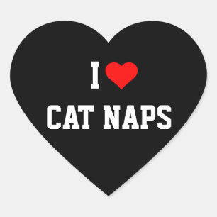 I LOVE CAT NAPS HEART STICKER