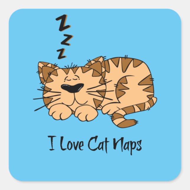I Love Cat Naps, Square Sticker (Front)