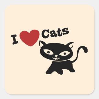 I Love Cat Square Sticker