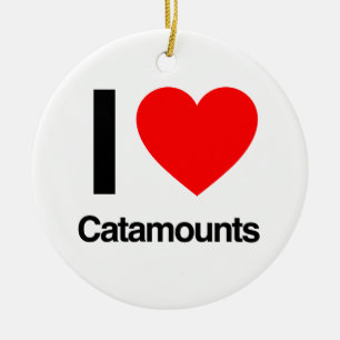 i love catamounts ceramic tree decoration