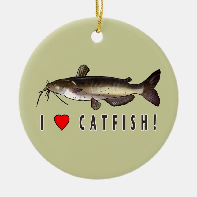 I Love Catfish! Ceramic Tree Decoration (Front)