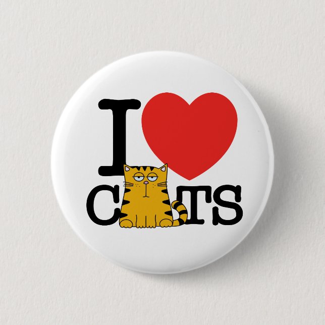 I Love Cats 6 Cm Round Badge (Front)