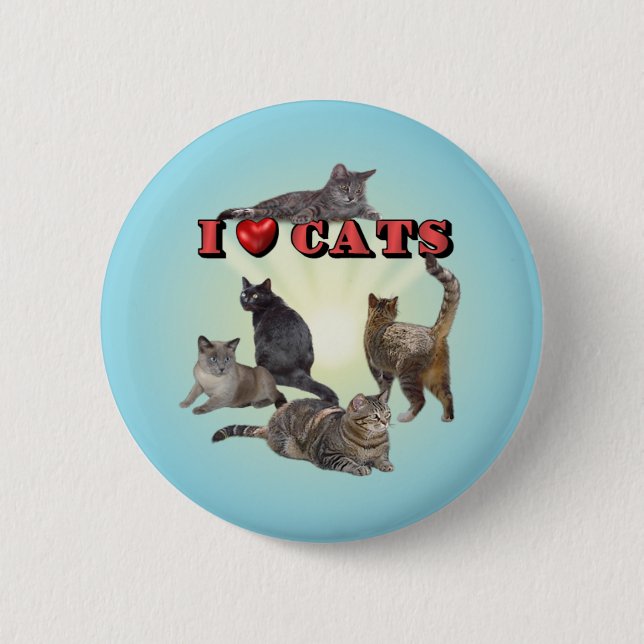I love Cats 6 Cm Round Badge (Front)