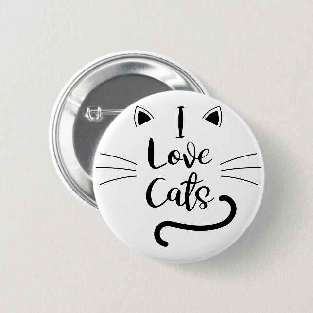 I Love Cats 6 Cm Round Badge (Front & Back)