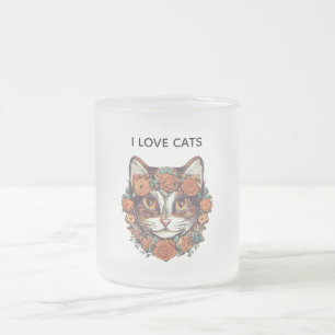 I LOVE CATS AMAZING ART CATS LOVERS DESIGN FROSTED GLASS COFFEE MUG