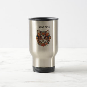 I LOVE CATS AMAZING ART CATS LOVERS DESIGN TRAVEL MUG