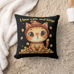 I Love Cats and Bingo Perfect Combo Bingo Love Cushion