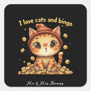 I Love Cats and Bingo Perfect Combo Bingo Love Square Sticker