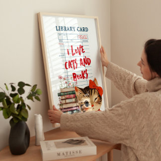 I Love Cats and Books Photo Print