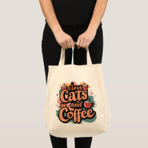 I Love Cats and Coffee Tote Bag