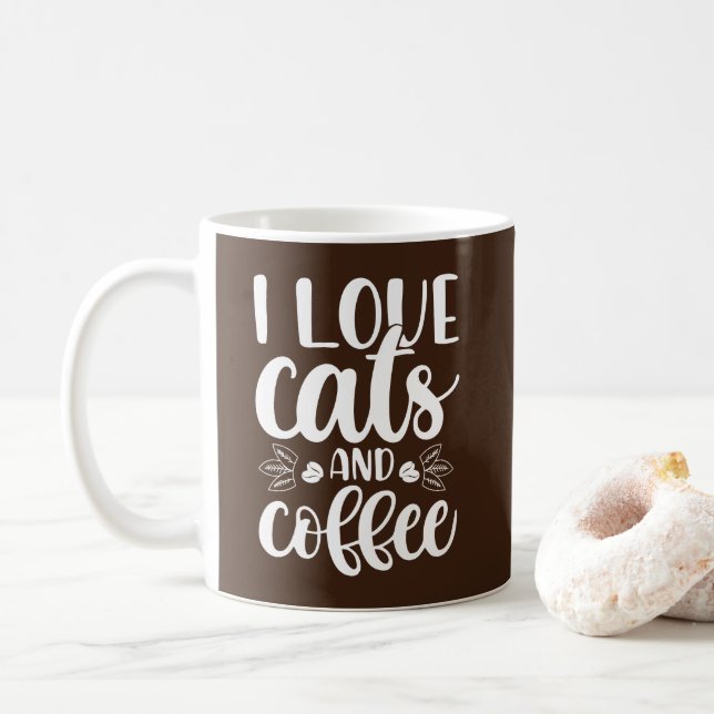 I love cats and coffy Mug (With Donut)