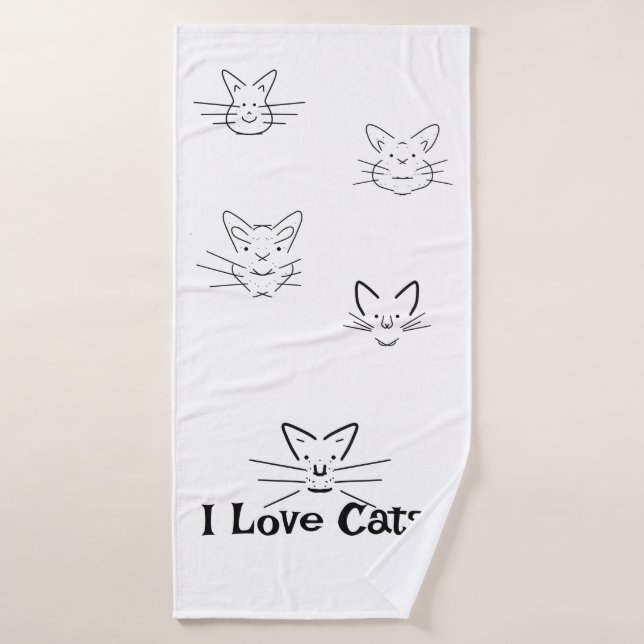   I Love Cats  Bath Towel (Bath Towel)