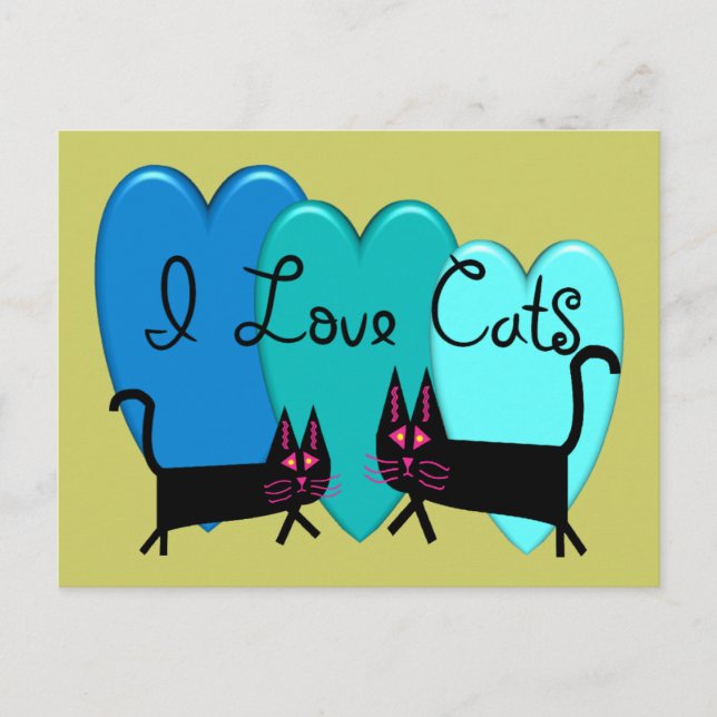 I love cats--Black Cat Art gifts Postcard (Front)