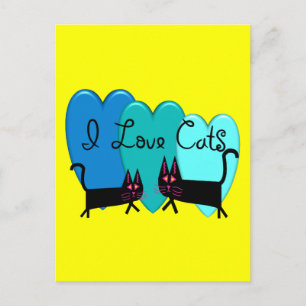 I love cats--Black Cat Art gifts Postcard