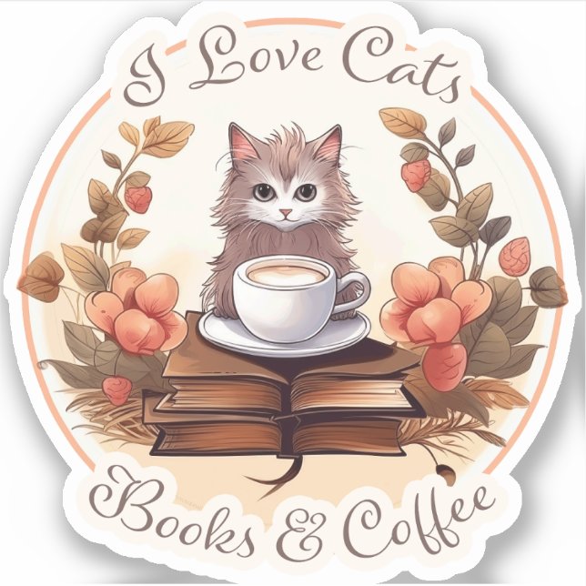 I Love Cats, Books and Coffee (Front)
