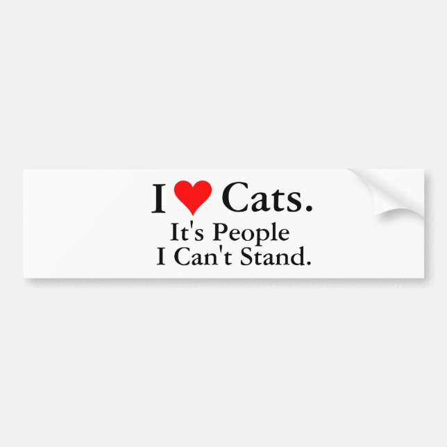 I Love Cats Bumper Sticker (Front)