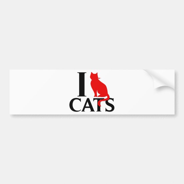 I Love Cats Bumper Sticker (Front)