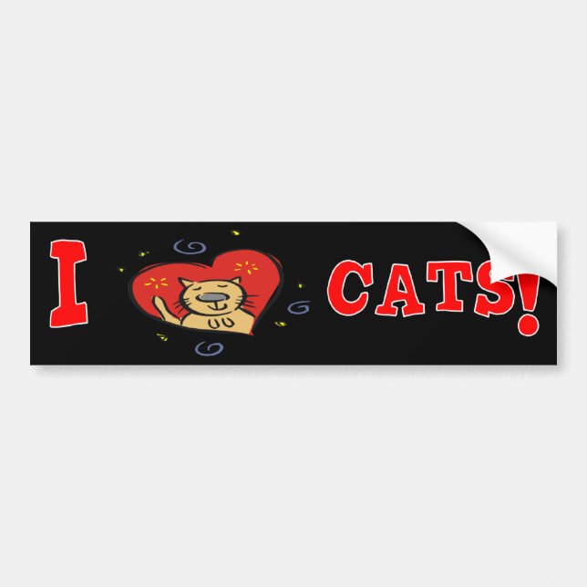 I Love Cats! Bumper Sticker (Front)