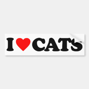 I LOVE CATS BUMPER STICKER