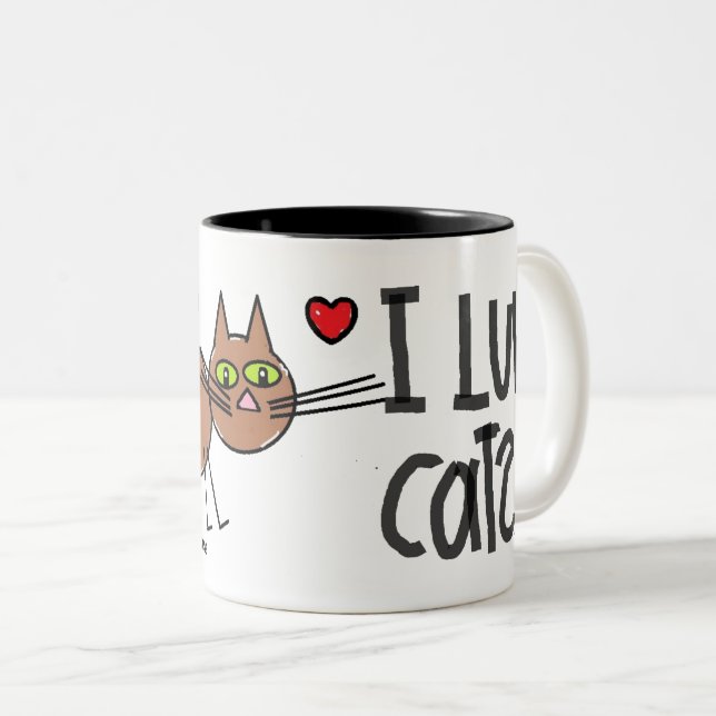 I LOVE CATS CARTOON CAT MUG (Front Right)