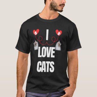 I LOVE CATS CAT LOVERS COLOURFUL PRESENT T-Shirt