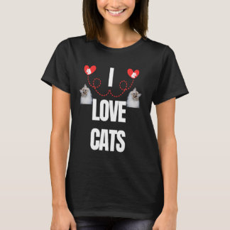I LOVE CATS CAT LOVERS COLOURFUL PRESENT T-Shirt