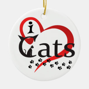 I love cats ceramic tree decoration