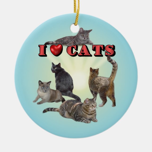 I love Cats Ceramic Tree Decoration (Front)