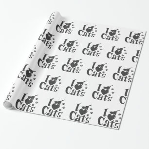 I love cats - Choose background color Wrapping Paper