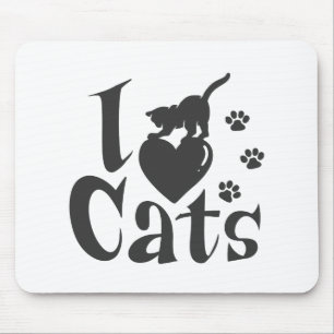 I love cats - Choose background colour Mouse Mat