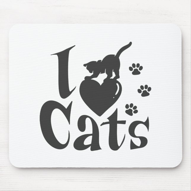 I love cats - Choose background colour Mouse Mat (Front)