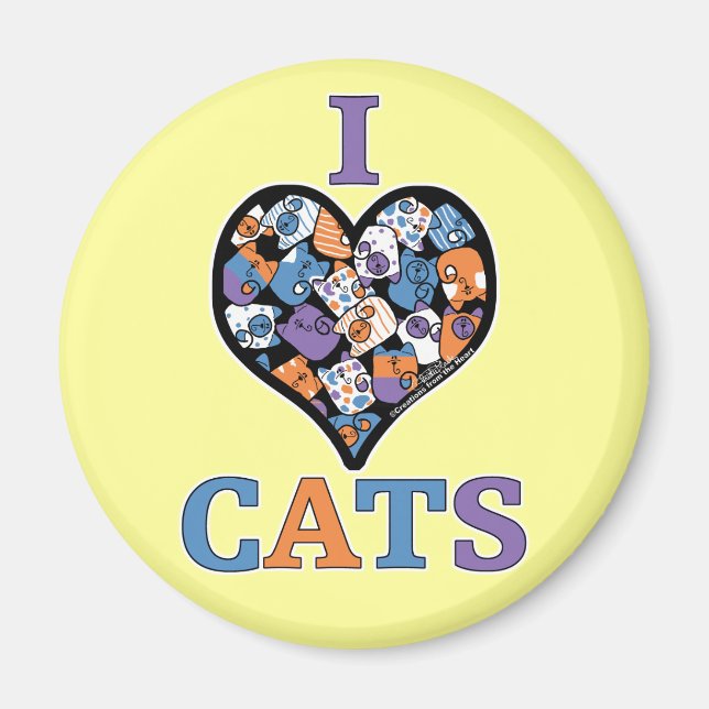 I Love Cats - Collage Heart Magnet (Front)