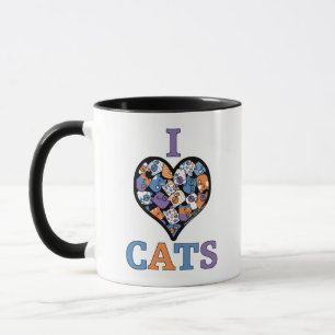 I Love Cats - Collage Heart Mug