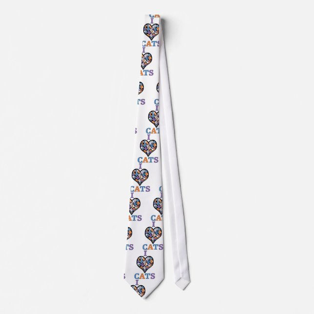 I Love Cats - Collage Heart Tie (Front)