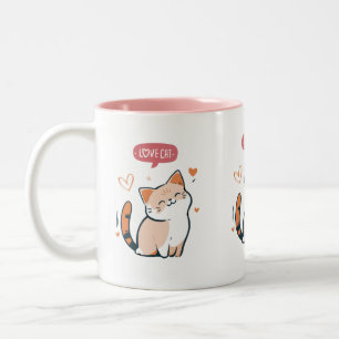 I love Cats Cute Cartoon Two-Tone Coffee Mug