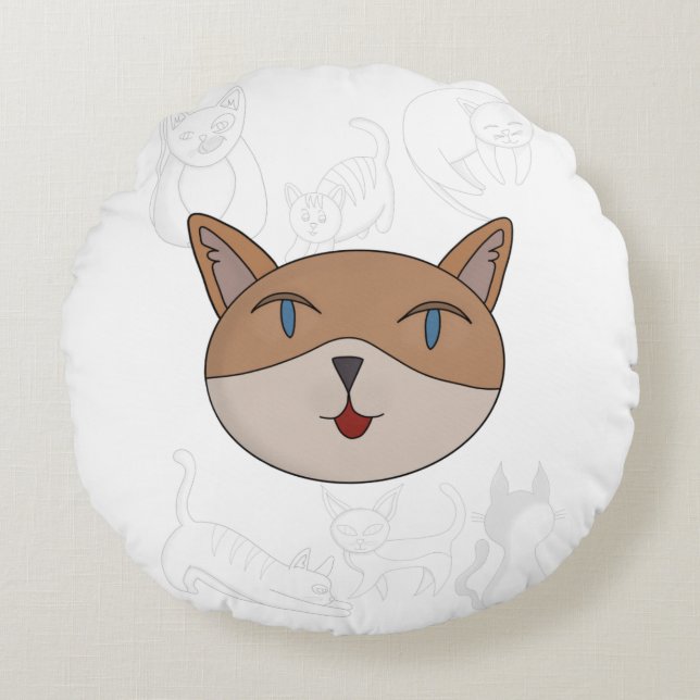 I love cats duvet cover round cushion (Front)