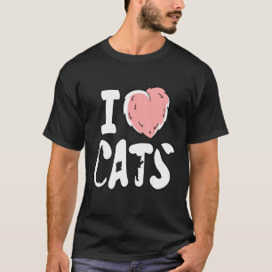 I Love Cats Fluffy Furry Heart Pet Feline Cat T-Shirt