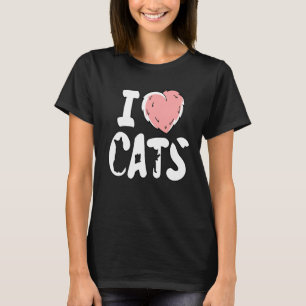 I Love Cats Fluffy Furry Heart Pet Feline Cat T-Shirt