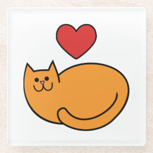 I love cats glass coaster