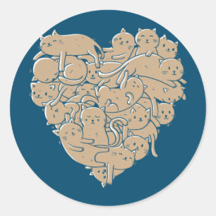 I Love Cats Heart Kitty Kitten Cat Lovers Classic Round Sticker