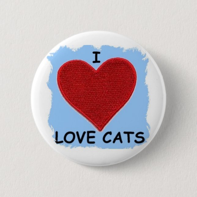 I LOVE CATS ......HEART PATCH 6 CM ROUND BADGE (Front)