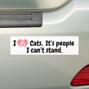 I Love Cats, It’s People I Can’t Stand Bumper Sticker