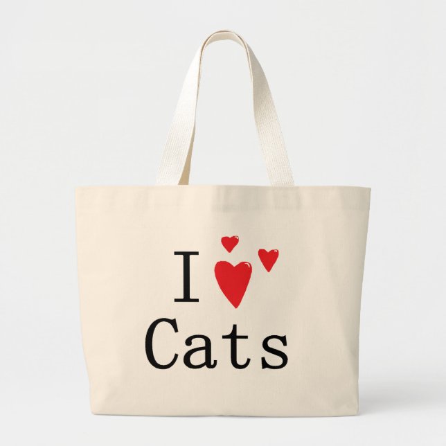 I Love Cats Large Tote Bag (Front)