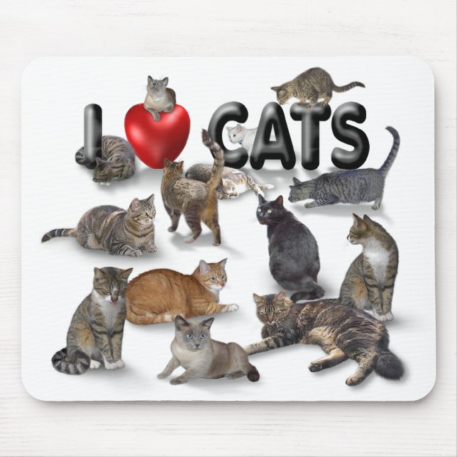 I love Cats Mouse Mat (Front)